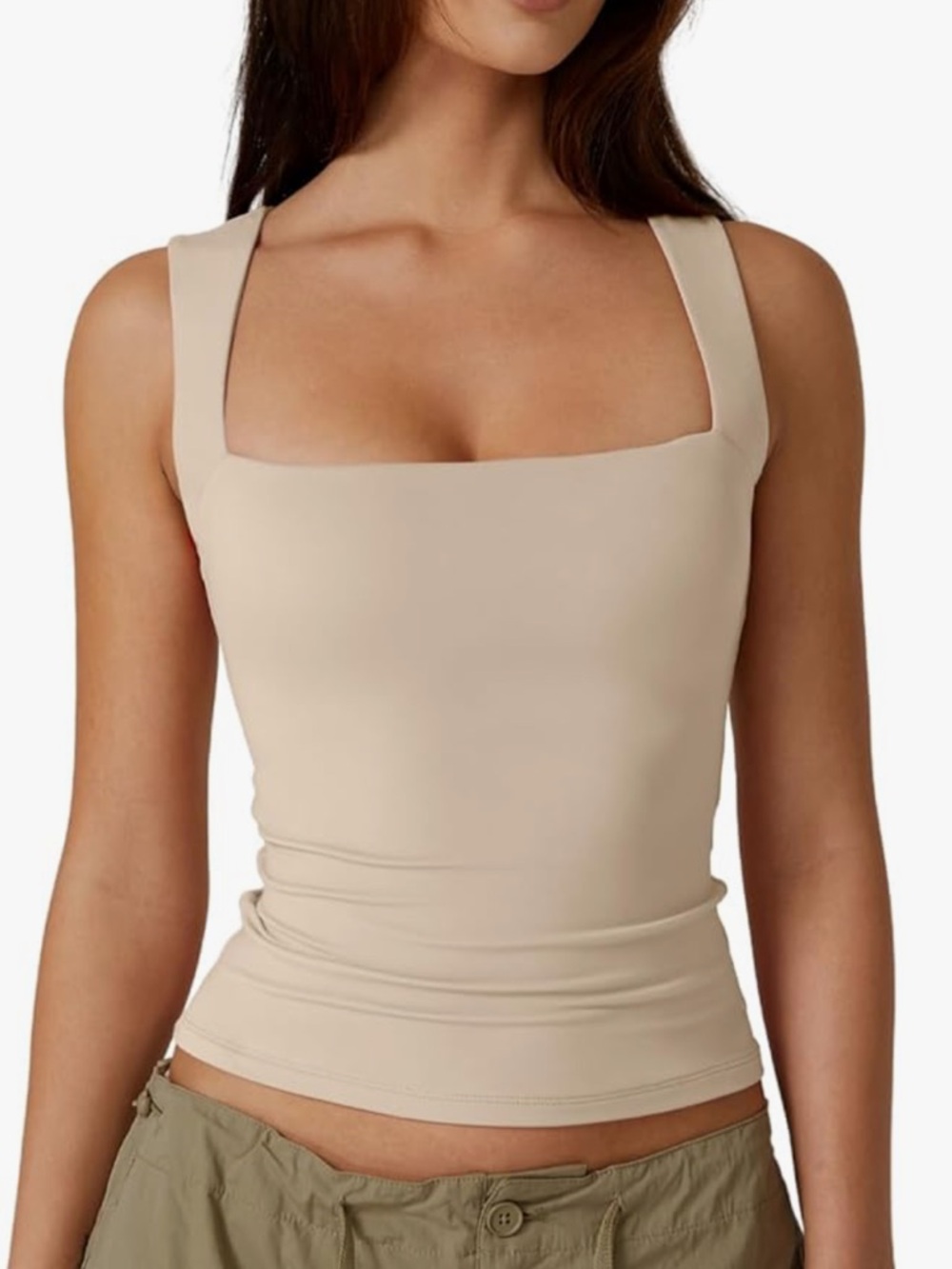 Amazon Essentials Square Neck Tank Top - Beige